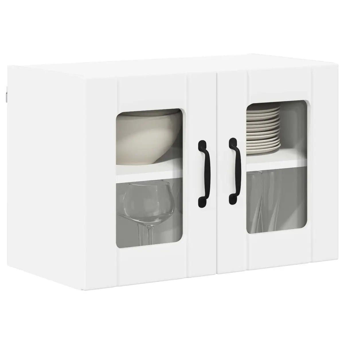 Wall Glass Cabinet Kitchen Storage 60x31x40cm White Engineered Wood