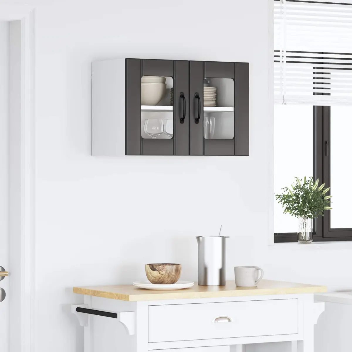 Black Wall Cabinet for Kitchen Storage Needs