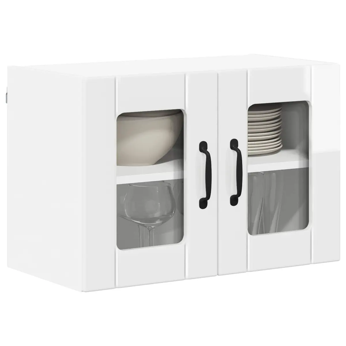 Wall Glass Cabinet Kitchen Storage 60 x 31 x 40 cm High Gloss White Engineered Wood