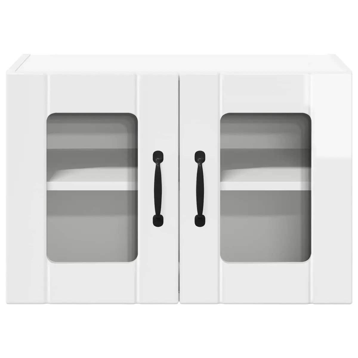 Wall Glass Cabinet 2 Pieces High Gloss White Kitchen Storage Furniture Cupboard