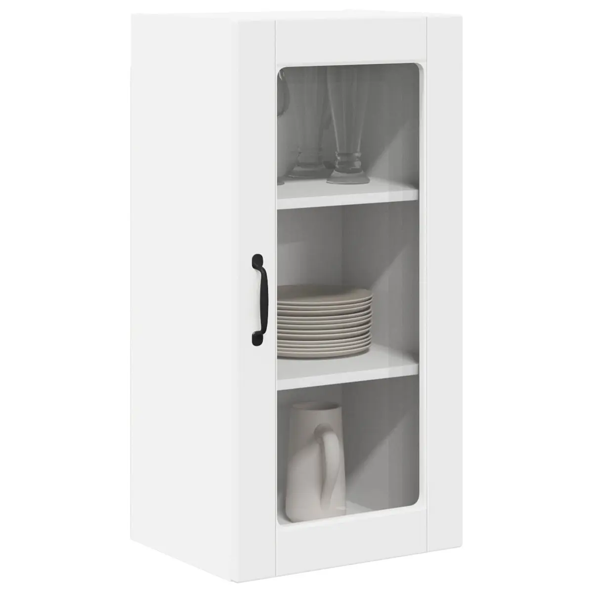 Wall Glass Cabinet Kitchen Storage 40 x 31 x 80 cm White Engineered Wood