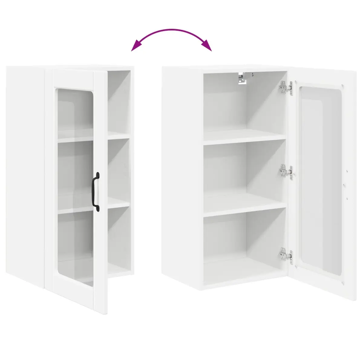 Wall Glass Cabinet Kitchen Storage Unit 40 x 31 x 80 cm White