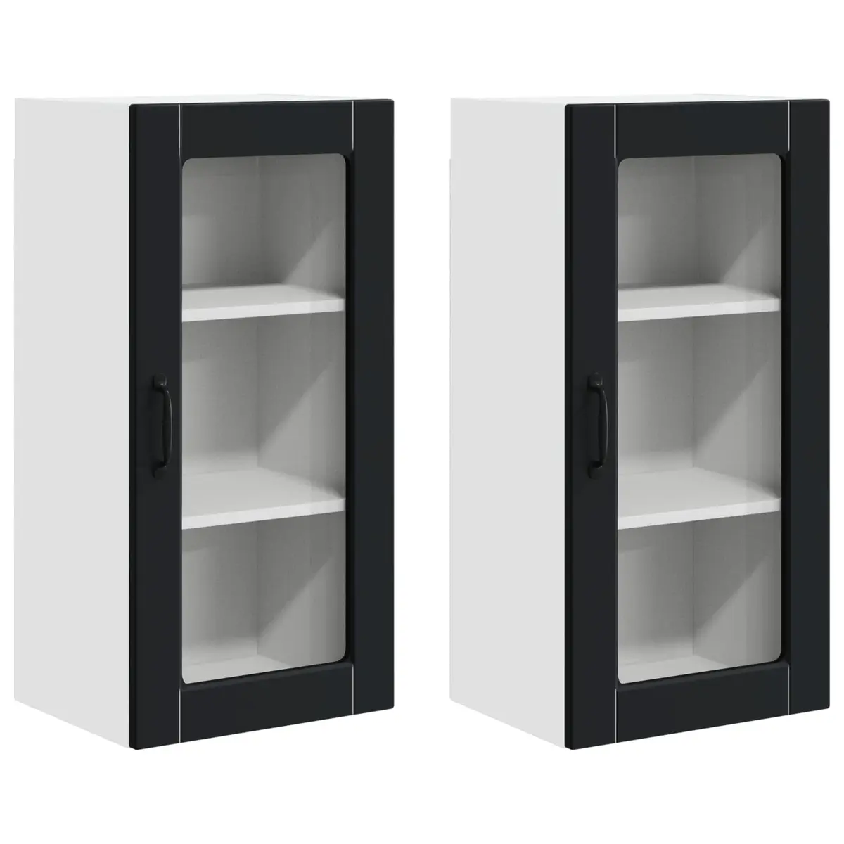 Wall Glass Cabinet Kitchen Storage Unit 40 x 31 x 80 cm Black