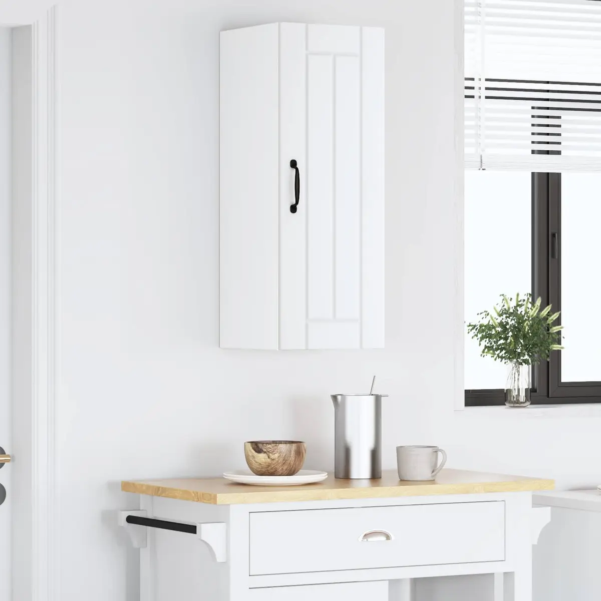 Wall Cabinet Kitchen Storage 30 x 31 x 80 cm White Engineered Wood Modern
