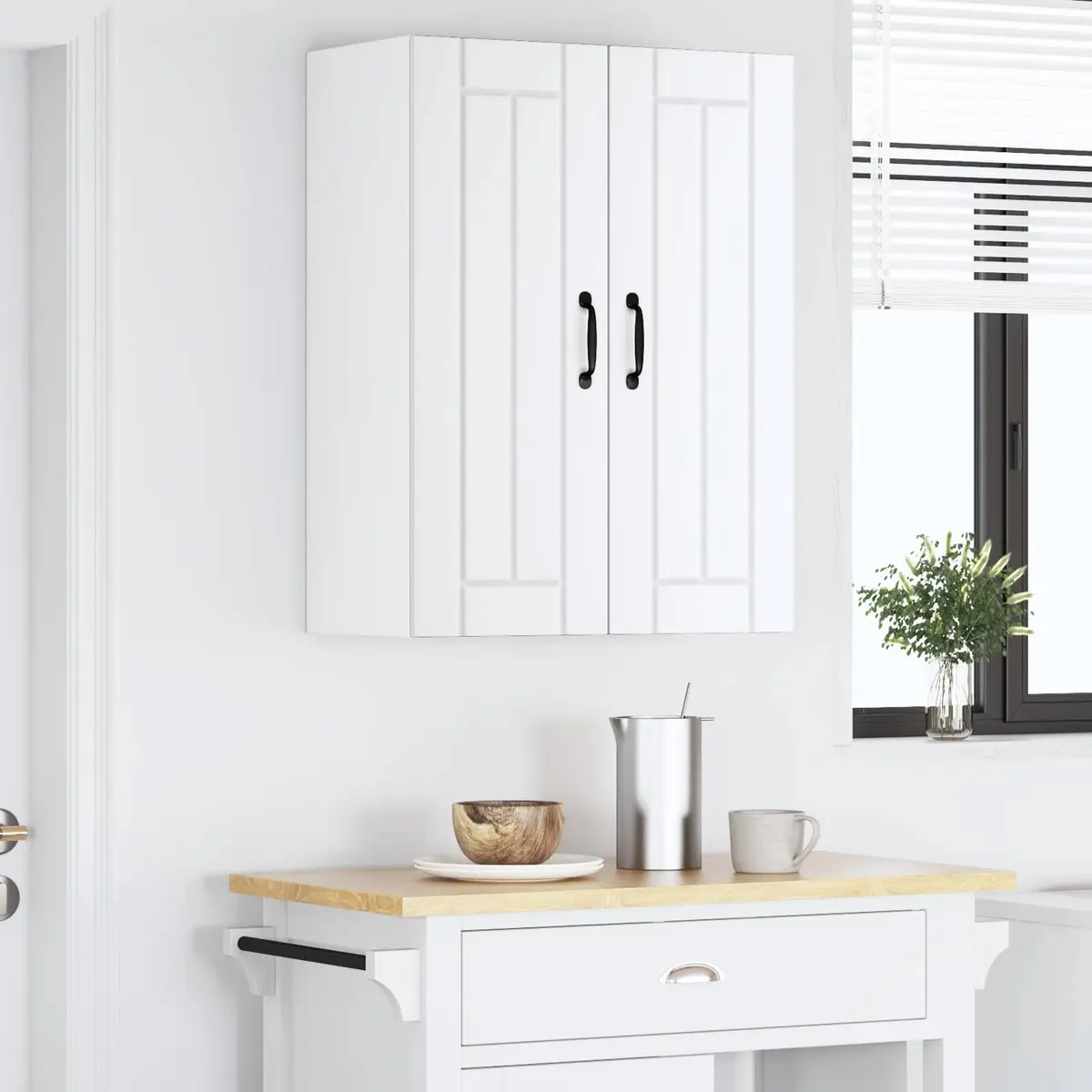 White Wall Cabinet for Kitchen Storage