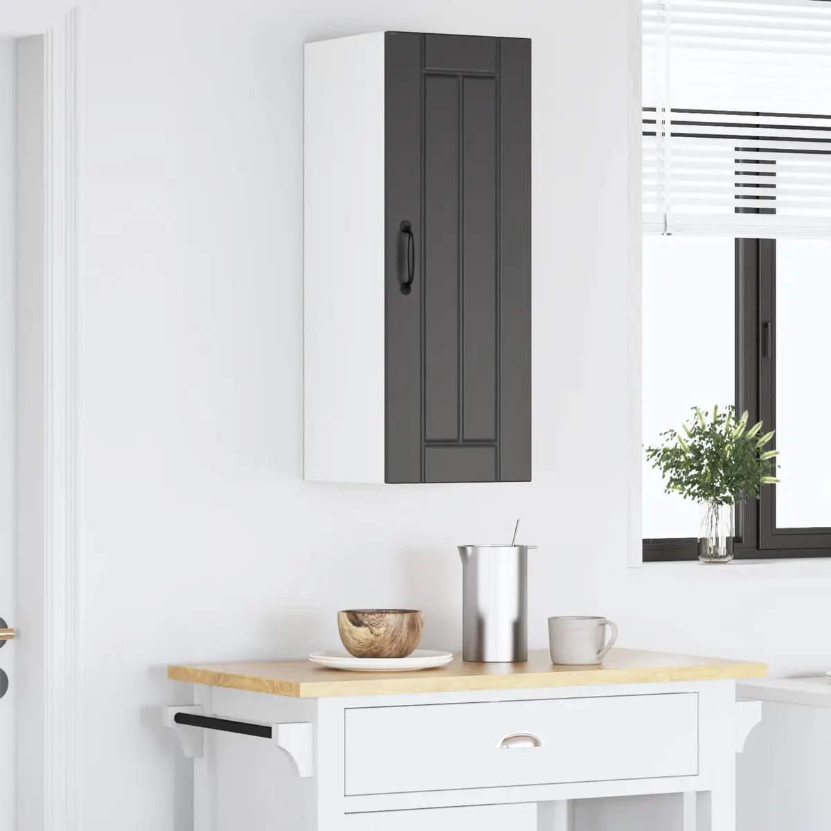Wall Cabinet Kitchen Storage Unit 30 x 31 x 80 cm Black Engineered Wood