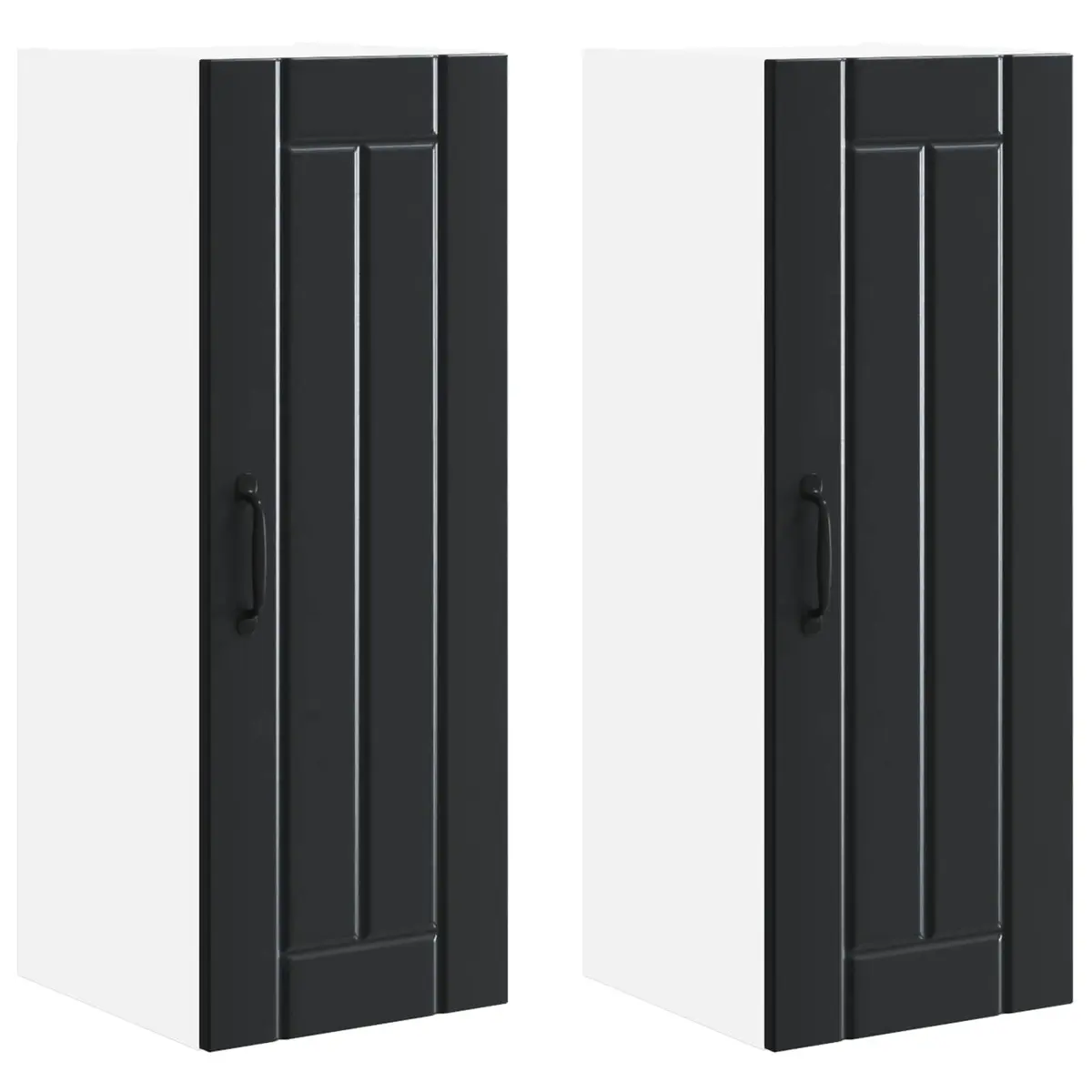 Wall Cabinet 2 Pieces Black Kitchen Storage Engineered Wood 30 x 31 x 80 cm
