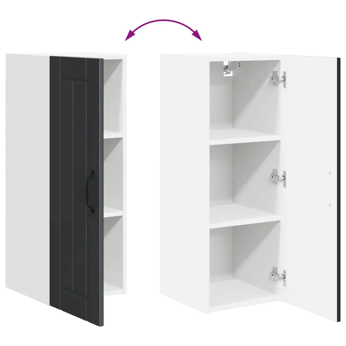 Wall Cabinet 2 Pieces Black Kitchen Storage Engineered Wood 30 x 31 x 80 cm