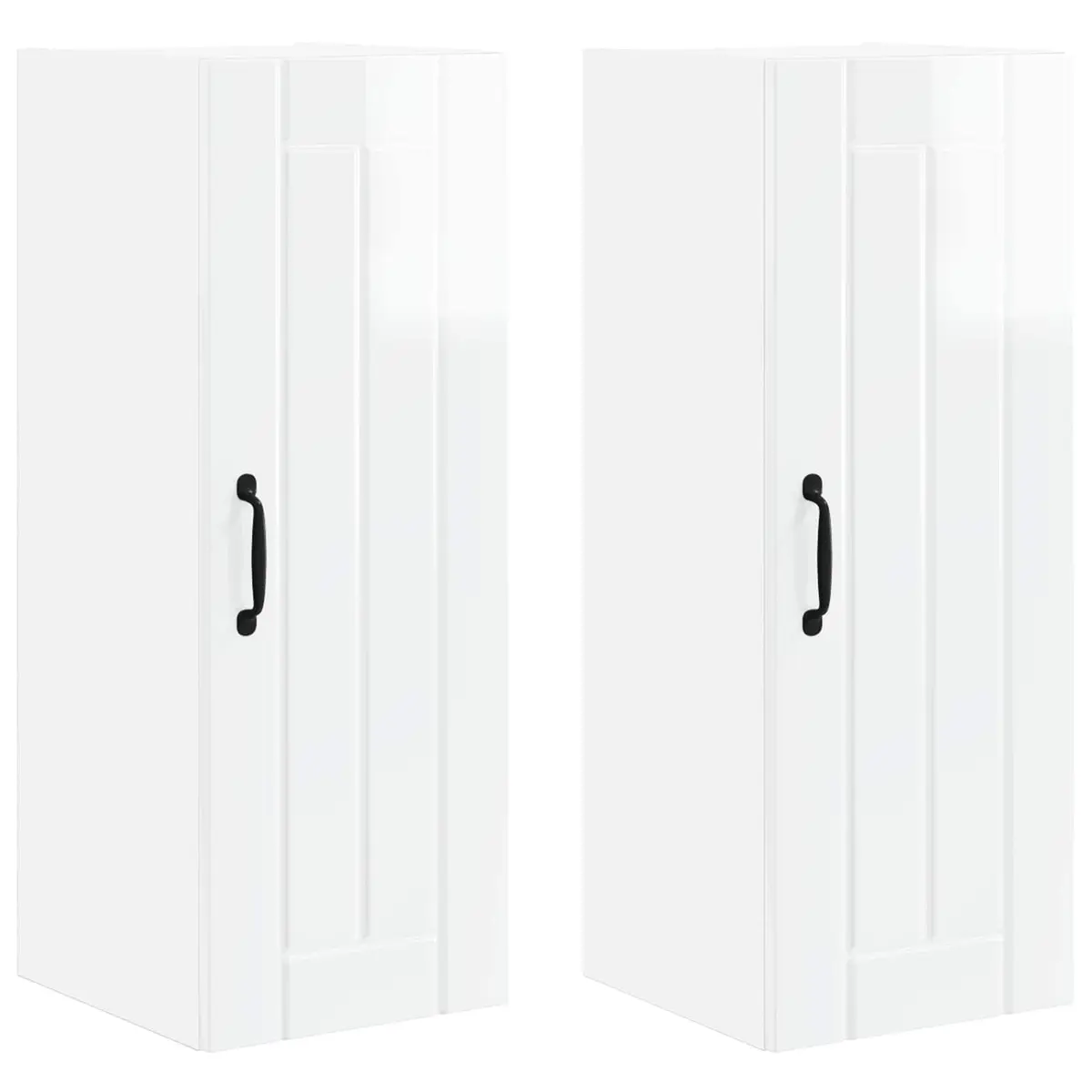 Wall Cabinet 2 Pcs High Gloss White Kitchen Storage Unit 30 x 31 x 80 cm