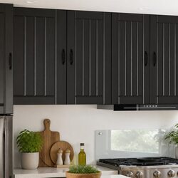 Wall Cabinet Engineered Wood Black Kitchen Storage Unit 40x31x80cm Dishwasher