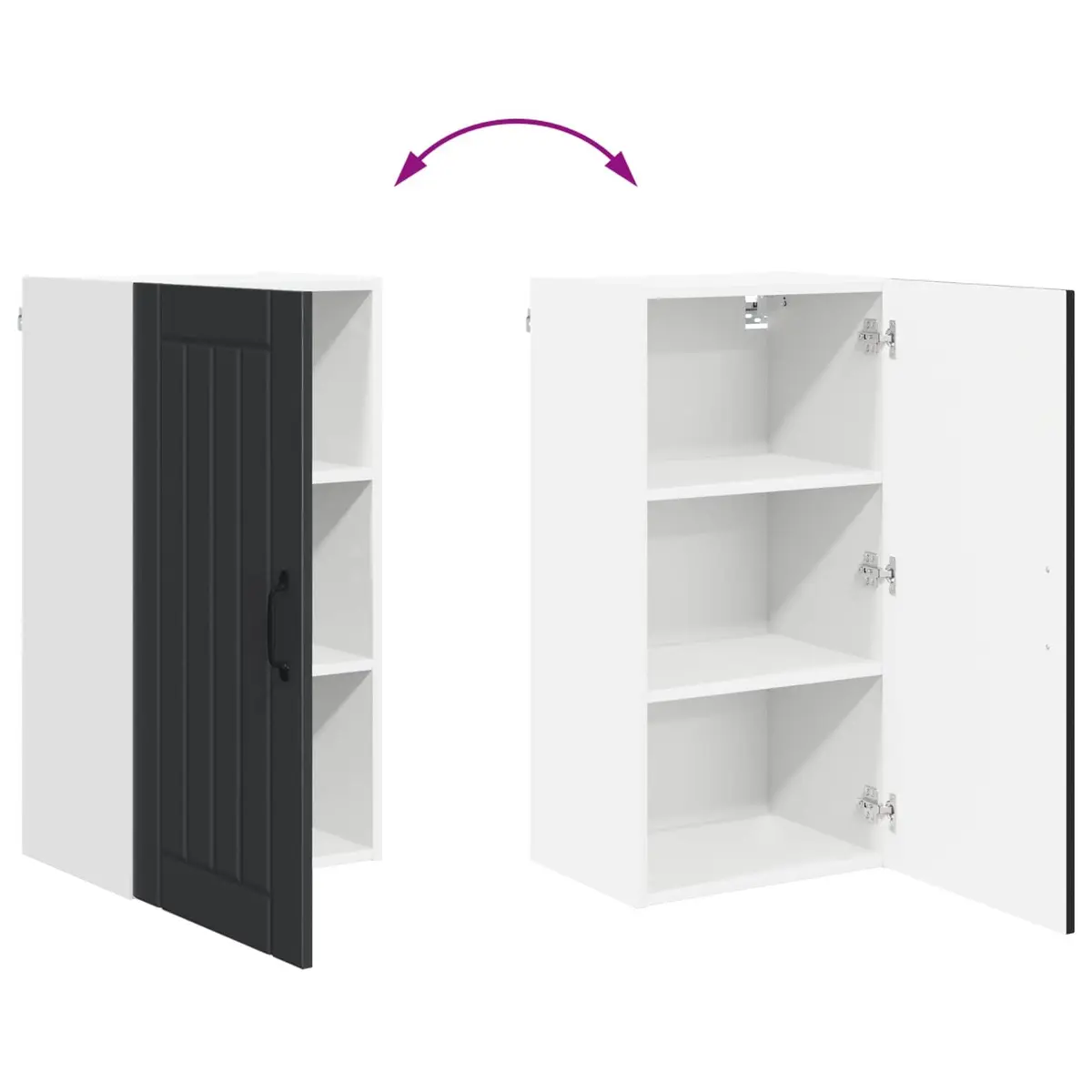 Wall Cabinet Kitchen Storage Unit 40x31x80cm Black Engineered Wood
