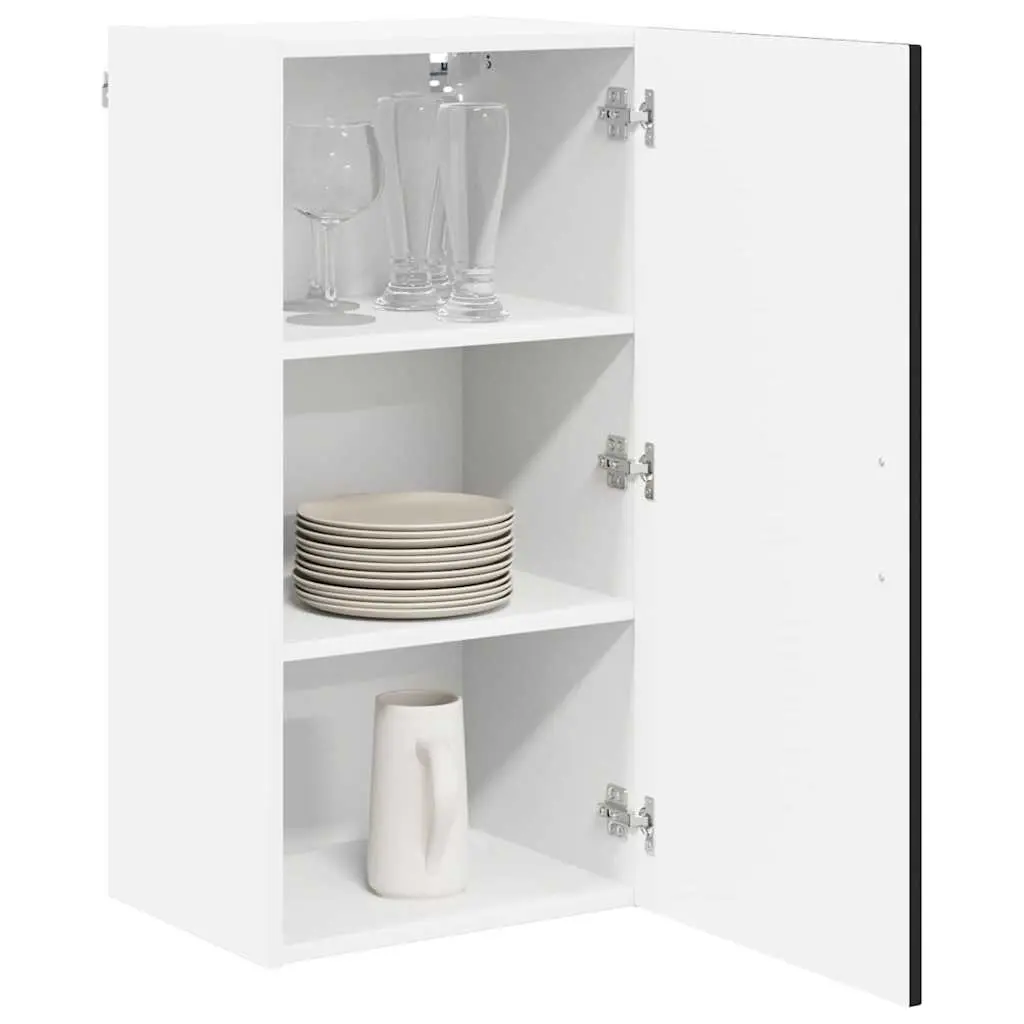 Wall Cabinet Kitchen Storage Unit 40x31x80cm Black Engineered Wood