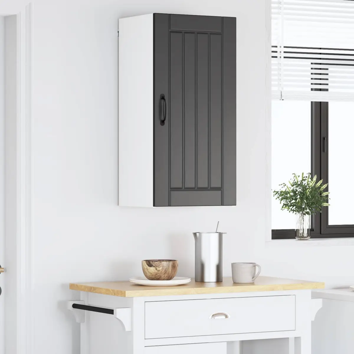 Wall Cabinet Kitchen Storage Unit 40x31x80cm Black Engineered Wood