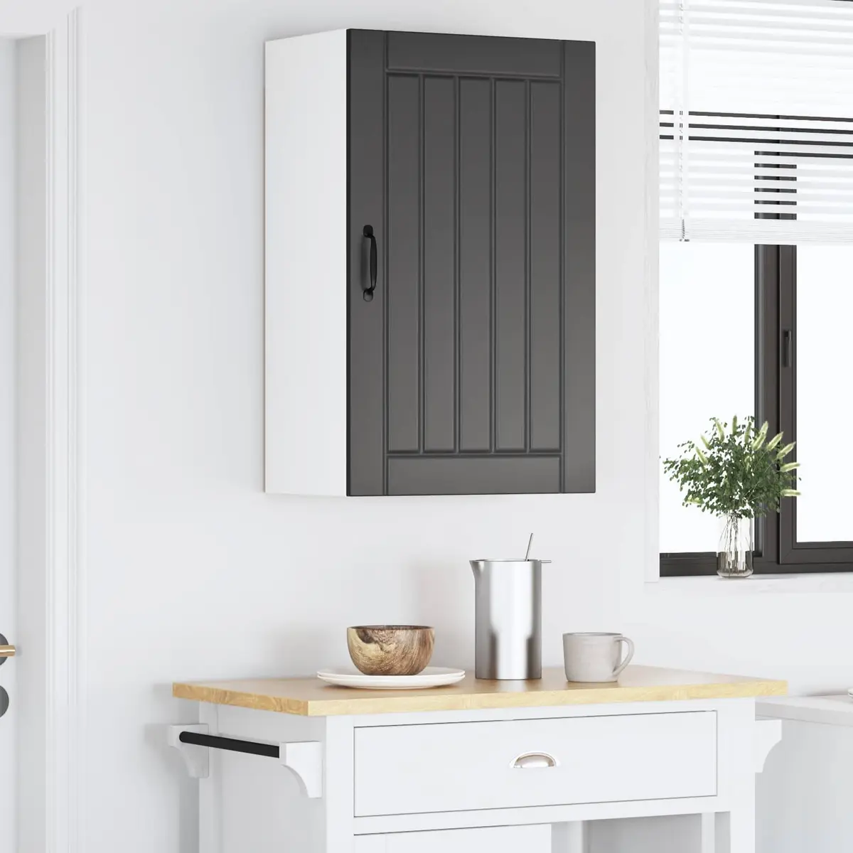 Wall Cabinet Kitchen Storage Dishwasher Panel Black Engineered Wood Furniture