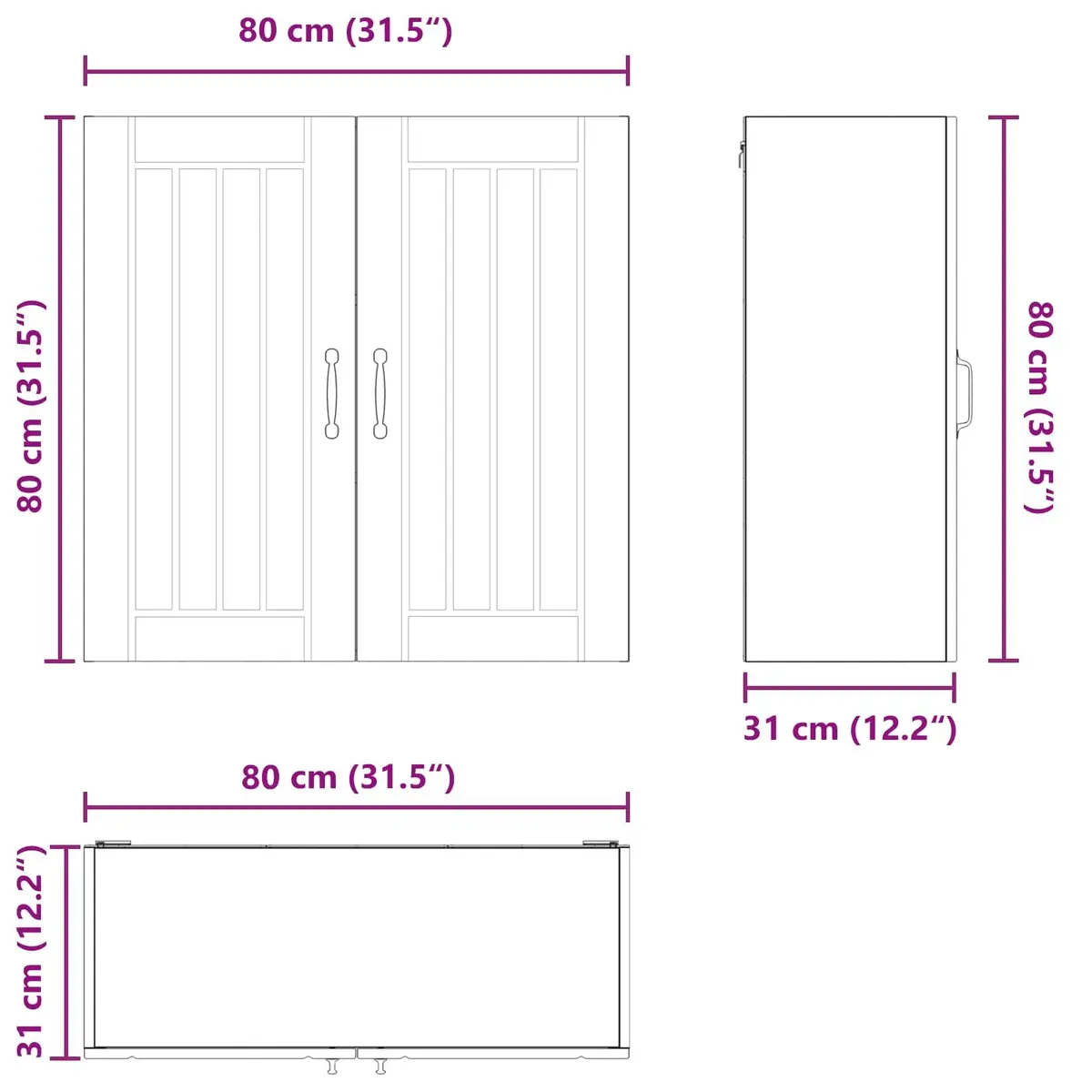 Wall Cabinet Kitchen Storage 80x31x80cm White Engineered Wood