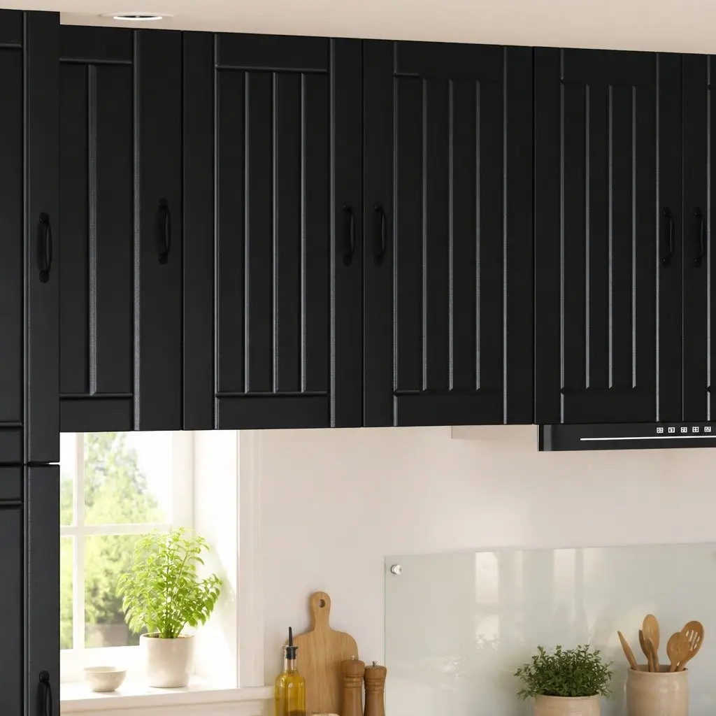 Wall Cabinet Kitchen Storage Engineered Wood Black 80x31x80cm Dishwasher Panel