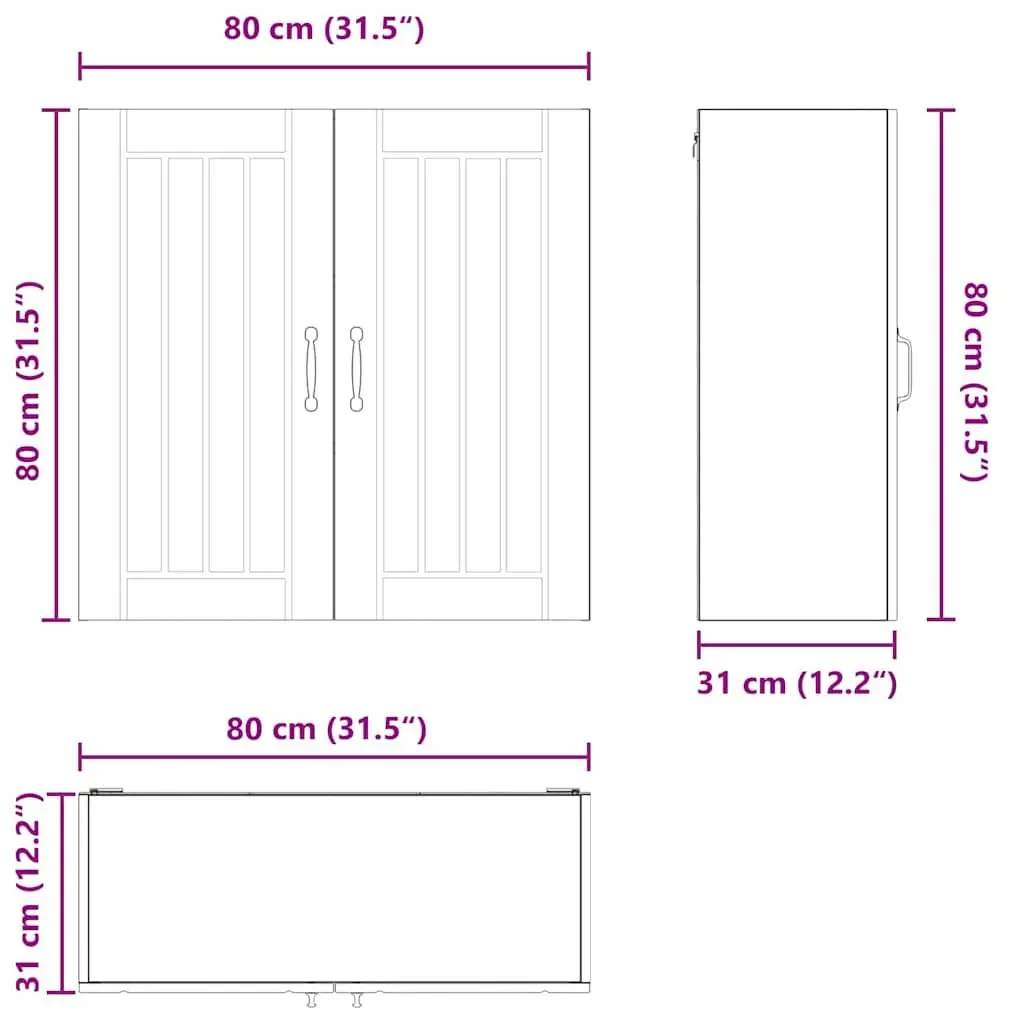 Wall Cabinet with High Gloss Finish 80x31x80cm