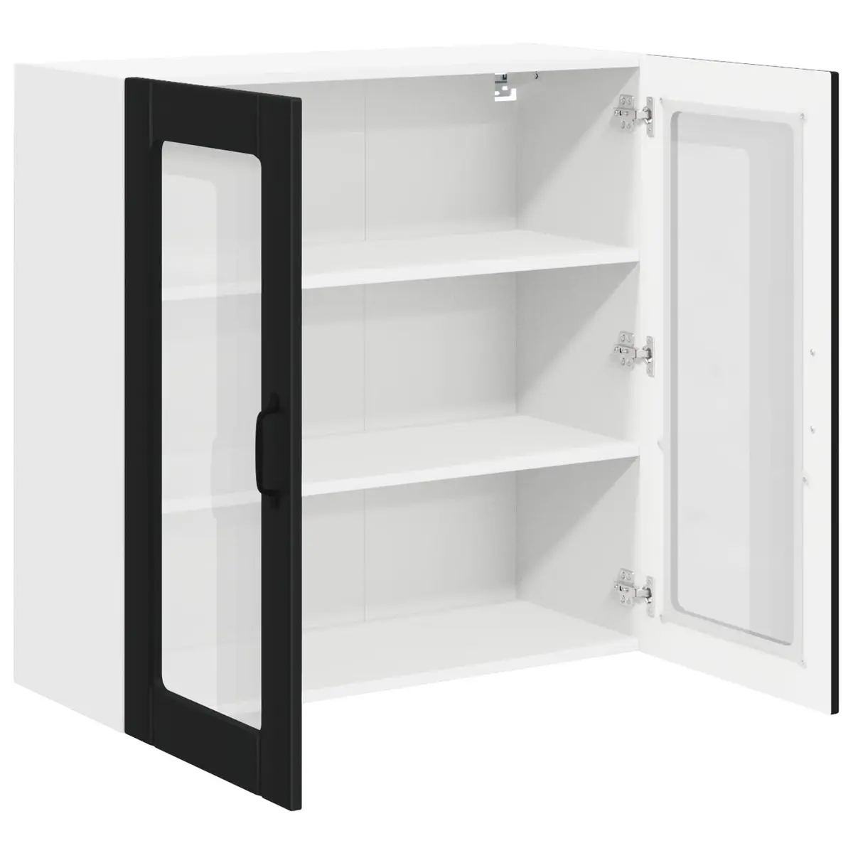 Wall Glass Cabinet Black 80x31x80cm Kitchen Storage Engineered Wood Modern