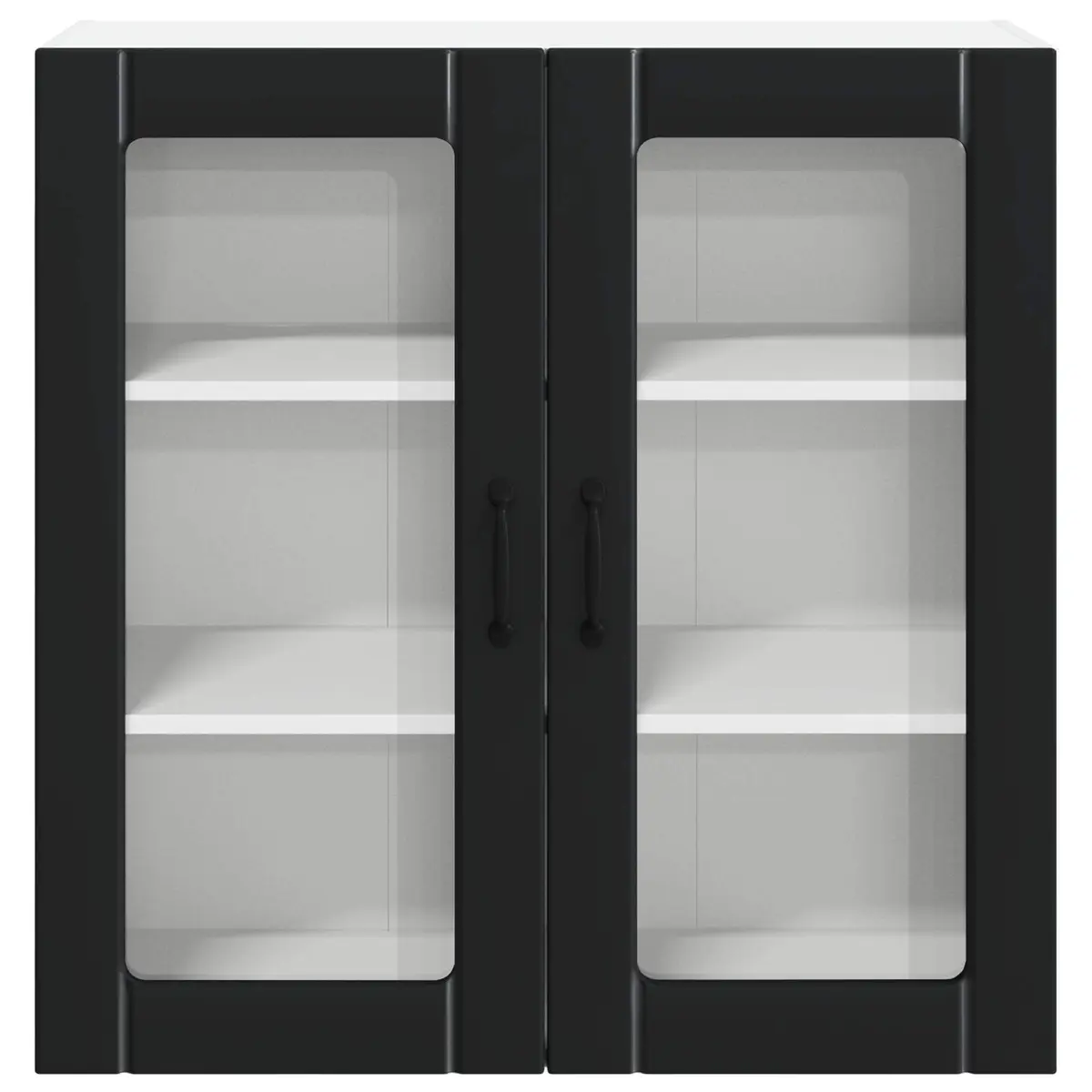 Wall Glass Cabinet Black 80x31x80cm Kitchen Storage Engineered Wood Modern