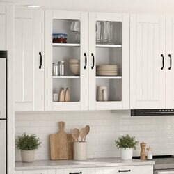 Wall Glass Cabinet White High Gloss Engineered Wood Kitchen Storage 80x31x80cm