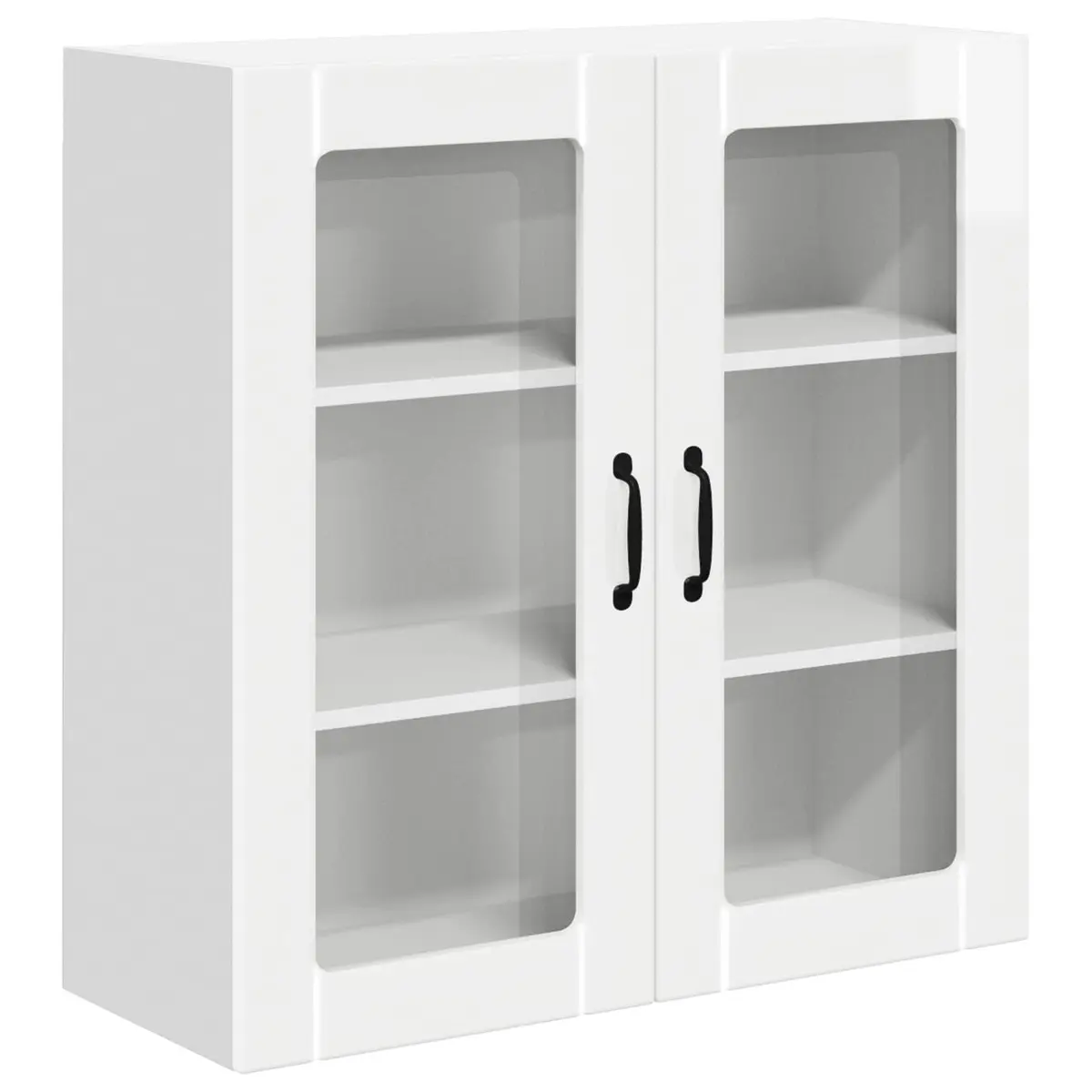 Wall Glass Cabinet White High Gloss Engineered Wood Kitchen Storage 80x31x80cm