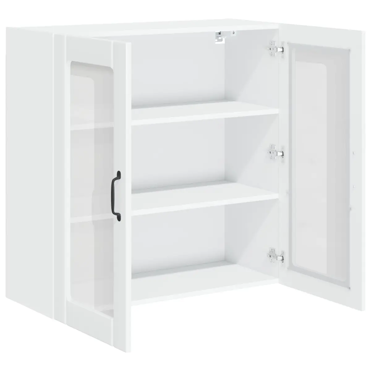 Wall Glass Cabinet White High Gloss Engineered Wood Kitchen Storage 80x31x80cm