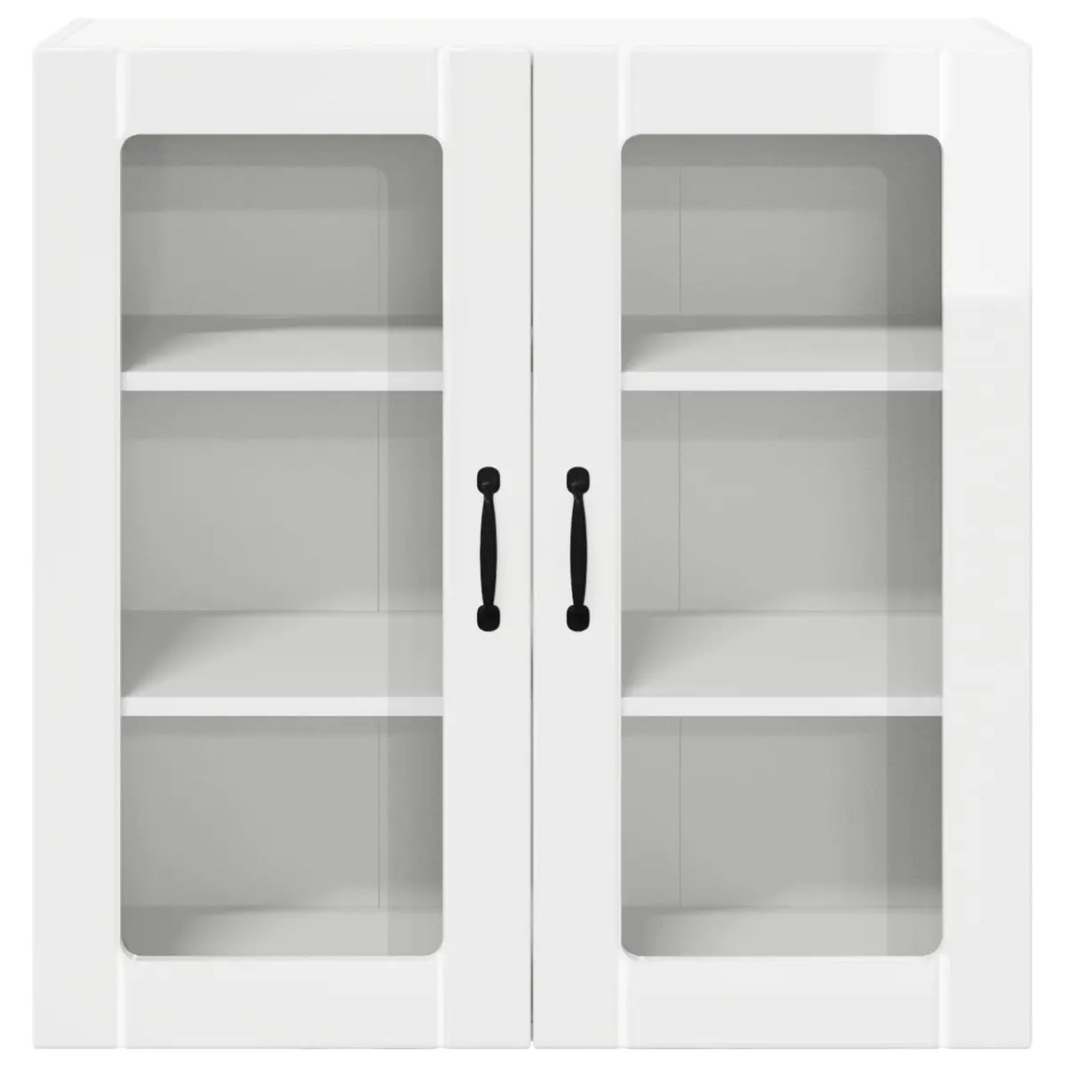 Wall Glass Cabinet White High Gloss Engineered Wood Kitchen Storage 80x31x80cm