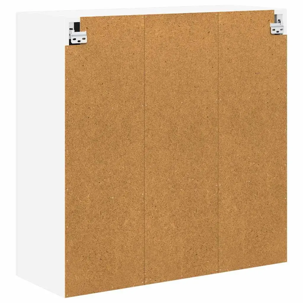 Wall Glass Cabinet White High Gloss Engineered Wood Kitchen Storage 80x31x80cm