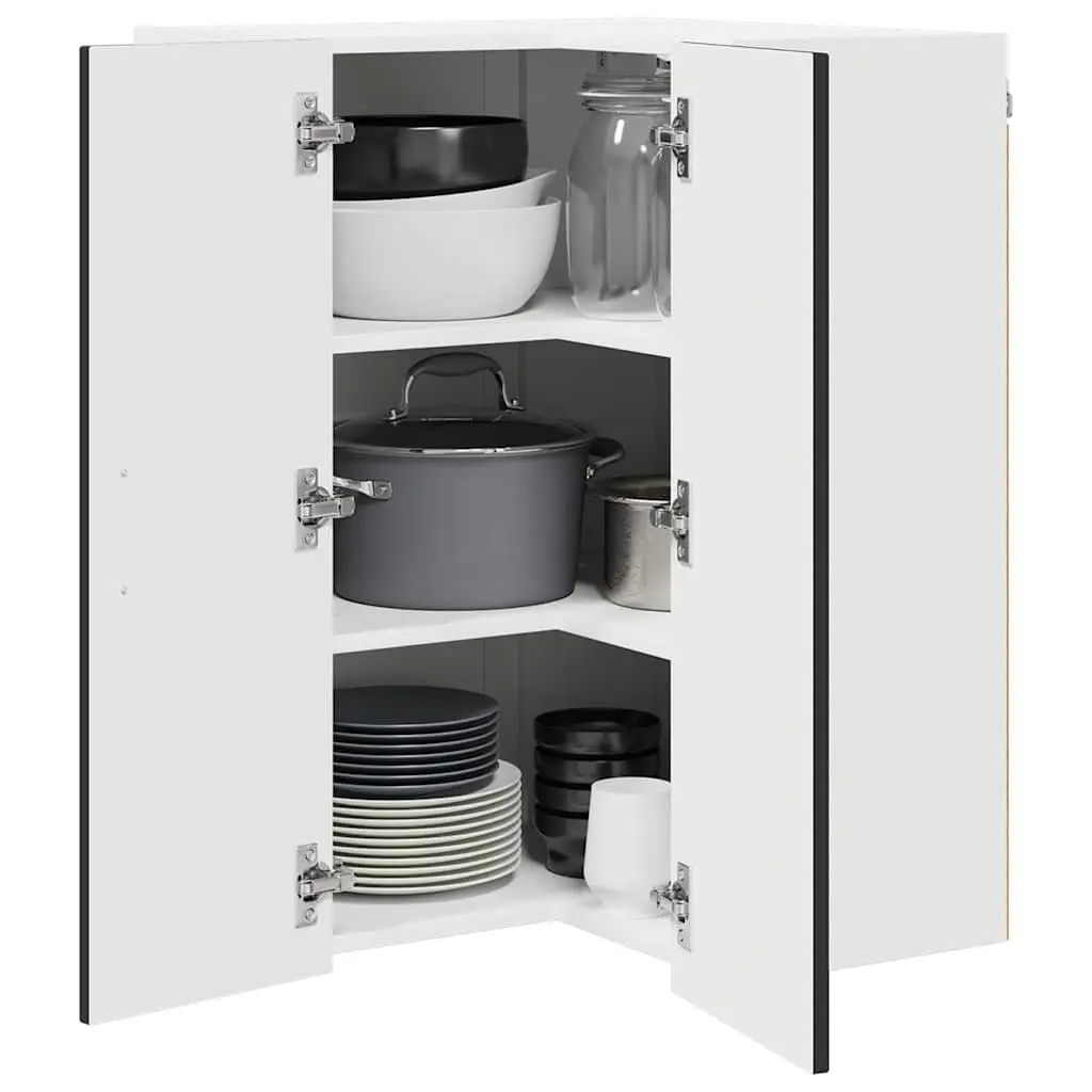 Wall Corner Cabinet Kitchen Storage 57x57x80cm Black Engineered Wood