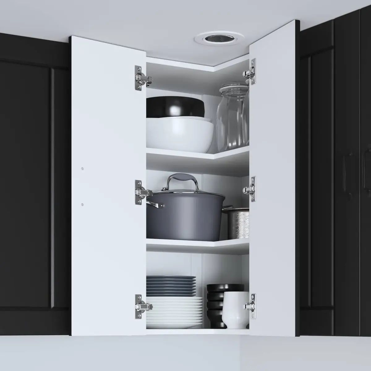 Wall Corner Cabinet Kitchen Storage 57x57x80cm Black Engineered Wood