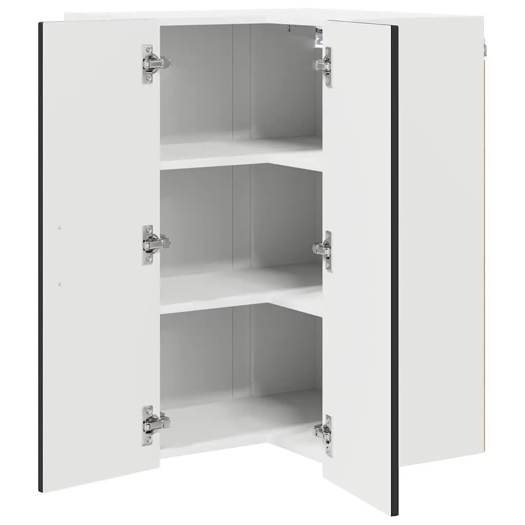 Wall Corner Cabinet Kitchen Storage 57x57x80cm Black Engineered Wood