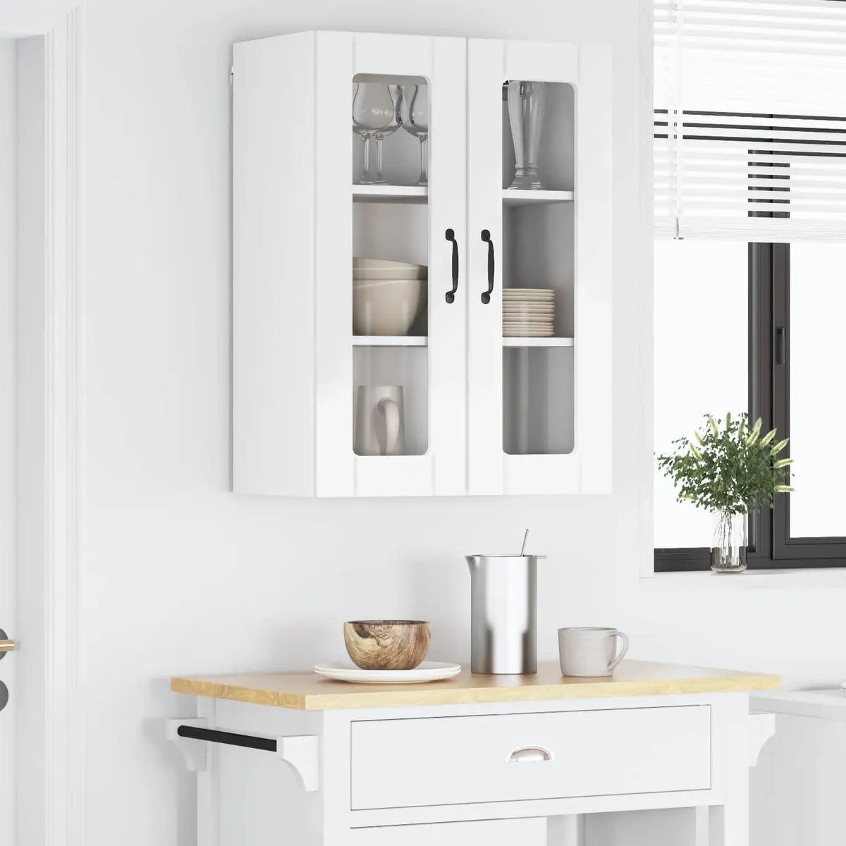 Wall Cabinet Kitchen Storage Unit 60x31x80cm High Gloss White