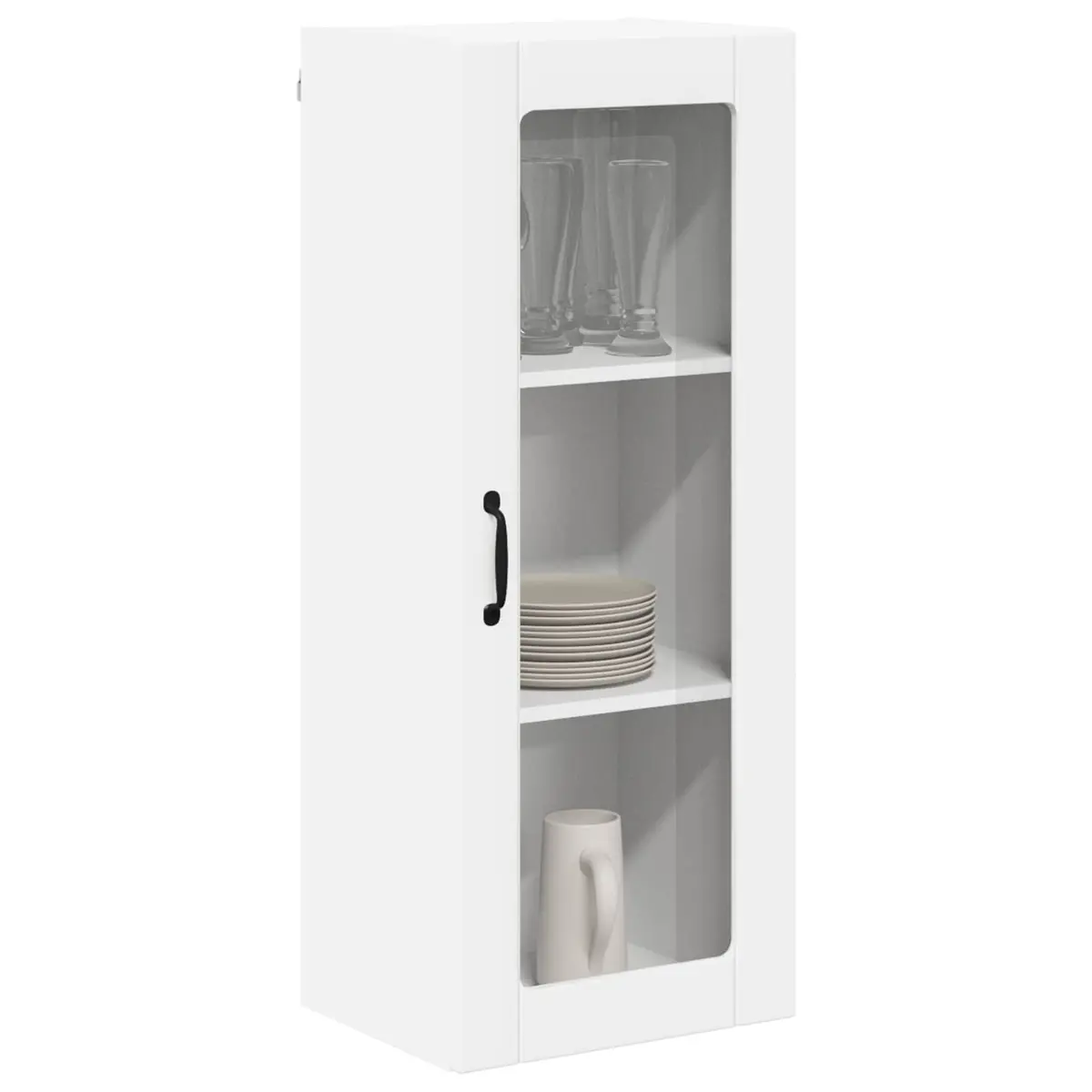 Wall Glass Cabinet Kitchen Storage Unit 40 x 31 x 100 cm White Engineered Wood