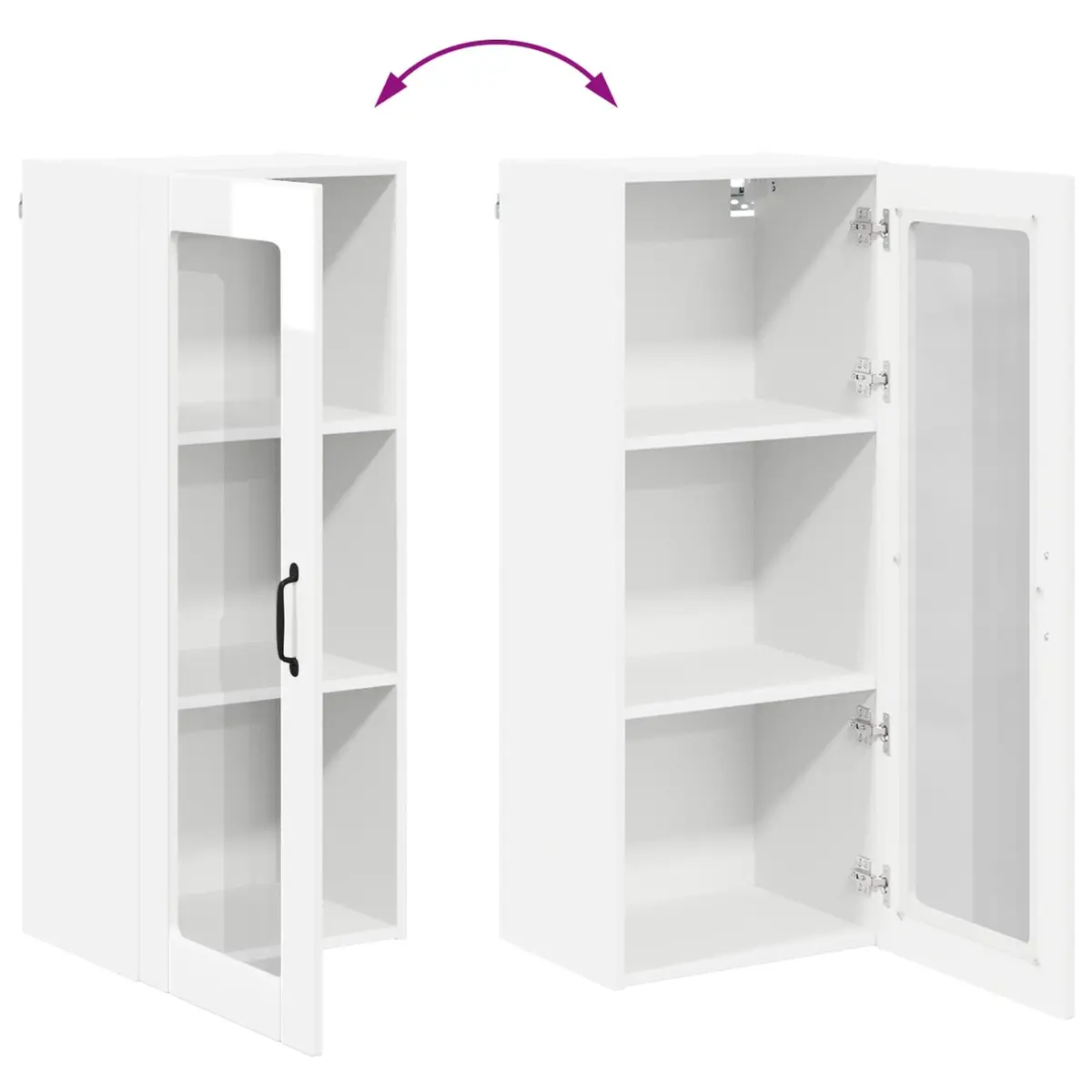 Wall Glass Cabinet High Gloss White Dishwasher Panel Kitchen Storage Modern