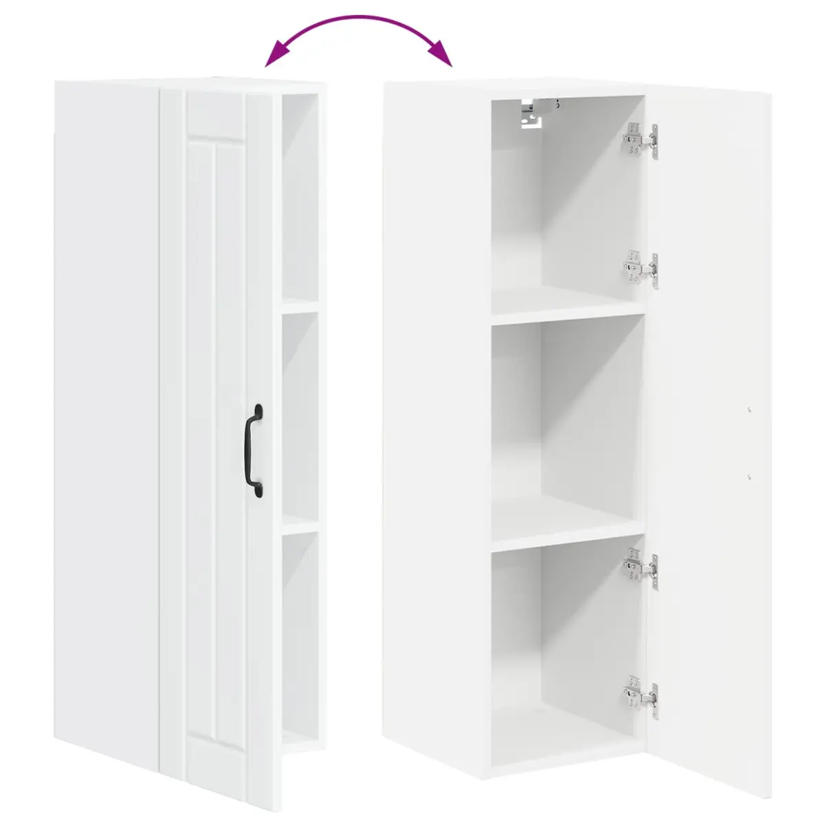 Wall Cabinet Kitchen Storage 30 x 31 x 100 cm High Gloss White Modern