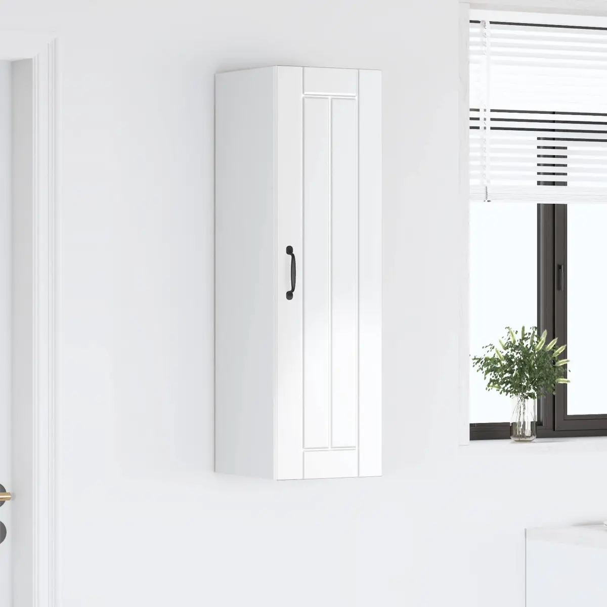 Wall Cabinet Kitchen Storage 30 x 31 x 100 cm High Gloss White Modern