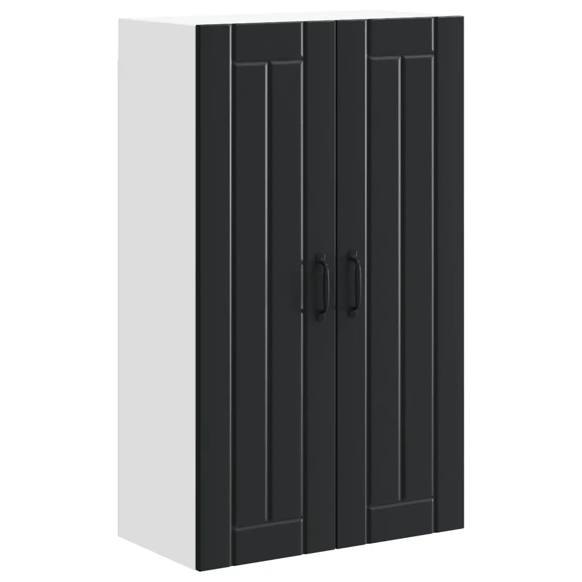 Wall Cabinet Kitchen Storage Engineered Wood Black Rectangular