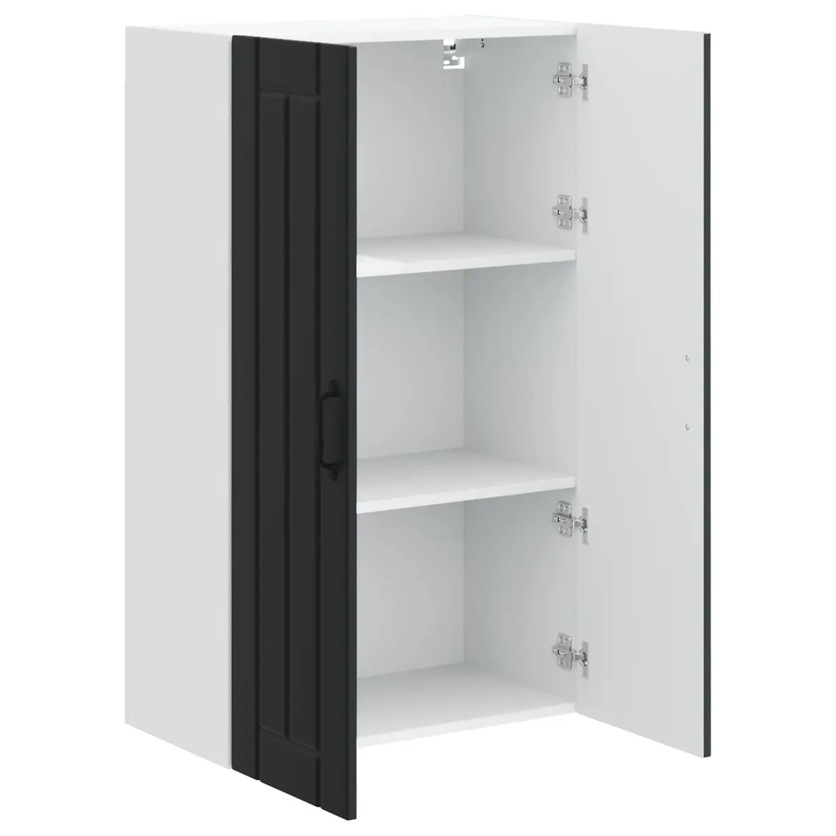 Wall Cabinet Kitchen Storage Engineered Wood Black Rectangular