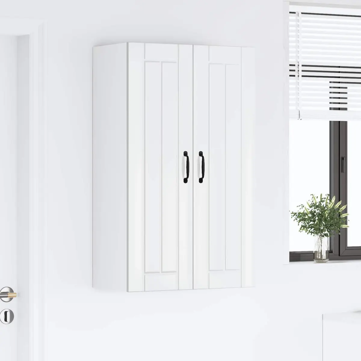 Wall Cabinet Dishwasher Panel Kitchen Storage High Gloss White 60 x 31 x 100 cm