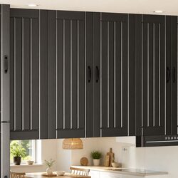 Wall Cabinet Kitchen Storage Unit Black Engineered Wood Rectangular Furniture