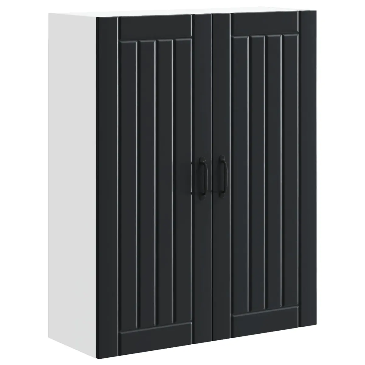 Wall Cabinet Kitchen Storage Unit Black Engineered Wood Rectangular Furniture