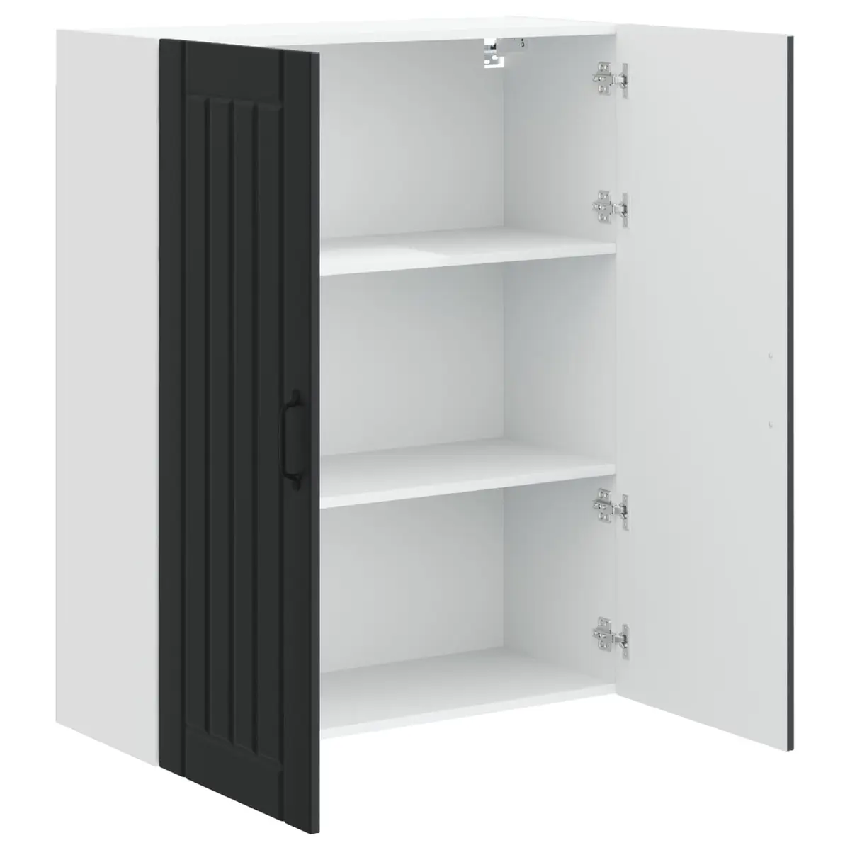 Wall Cabinet Kitchen Storage Unit Black Engineered Wood Rectangular Furniture