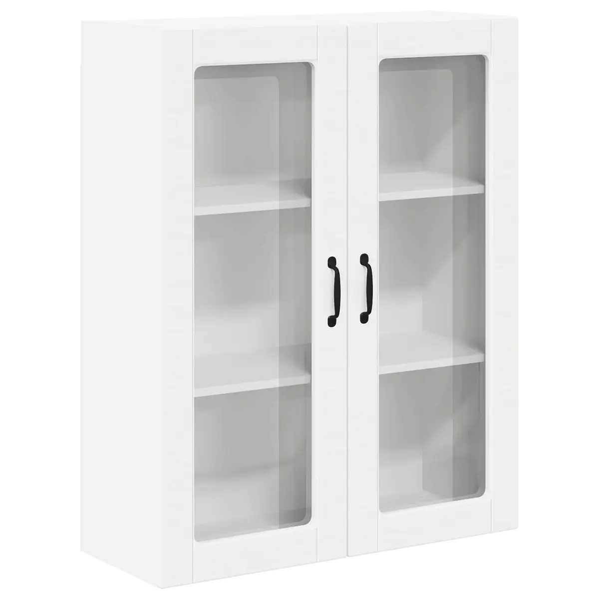 Wall Glass Cabinet Kitchen Storage Unit 80 x 31 x 100 cm White Modern Furniture