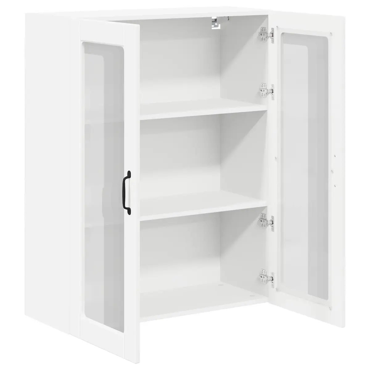 Wall Glass Cabinet Kitchen Storage Unit 80 x 31 x 100 cm White Modern Furniture