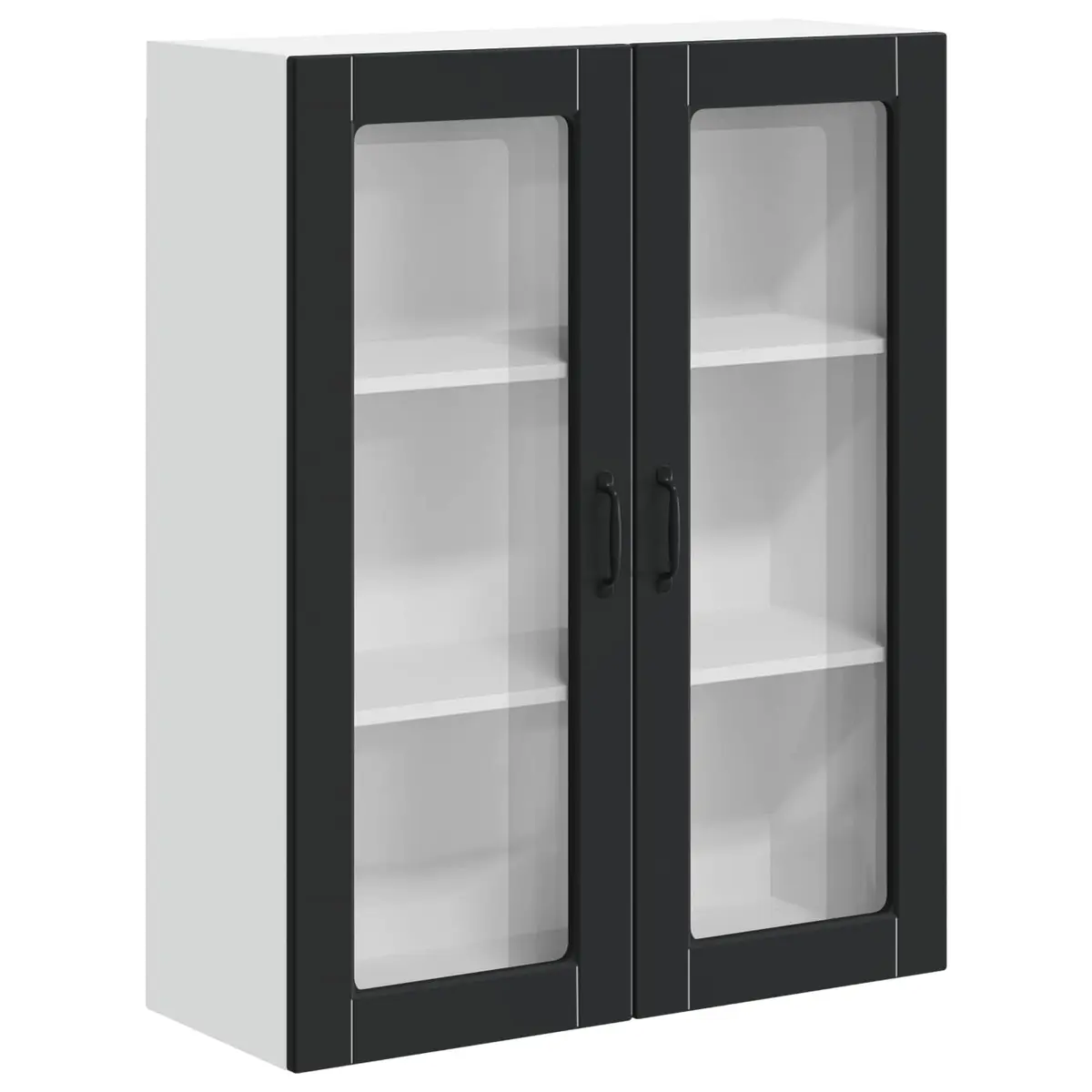 Wall Glass Cabinet Kitchen Storage 80 x 31 x 100 cm Black Engineered Wood