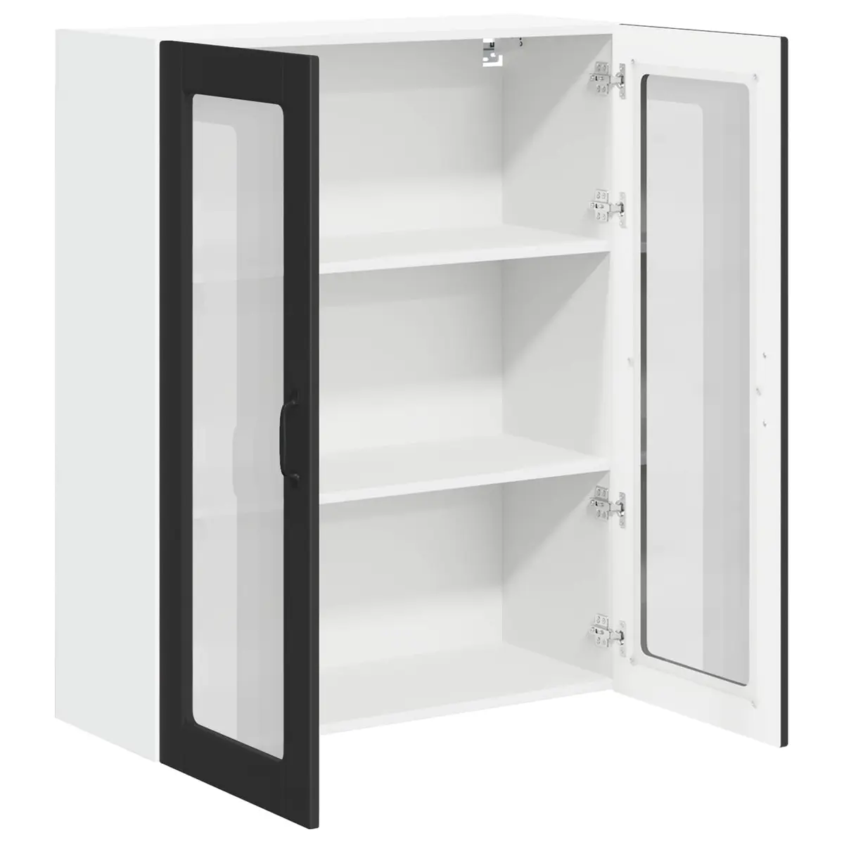 Wall Glass Cabinet Kitchen Storage 80 x 31 x 100 cm Black Engineered Wood