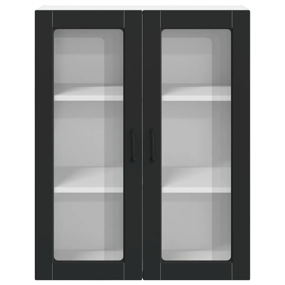Wall Glass Cabinet Kitchen Storage 80 x 31 x 100 cm Black Engineered Wood