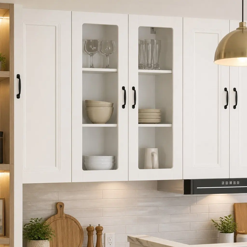 High Gloss White Wall Glass Cabinet for Storage