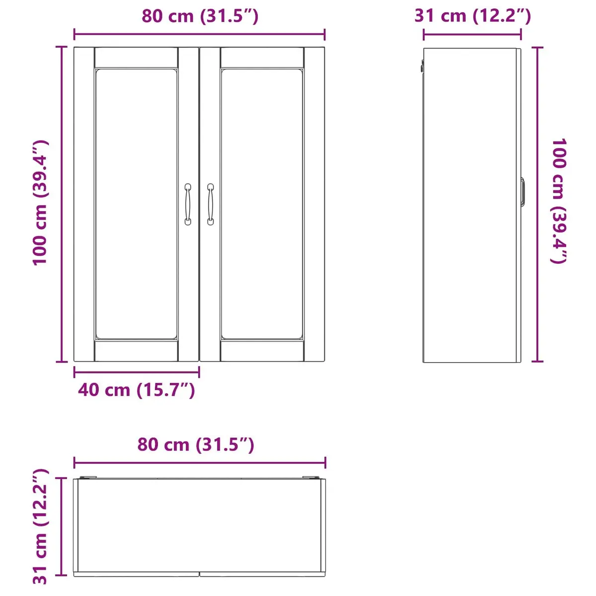 High Gloss White Wall Glass Cabinet for Storage