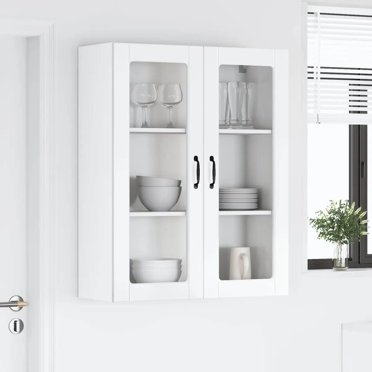 High Gloss White Wall Glass Cabinet for Storage
